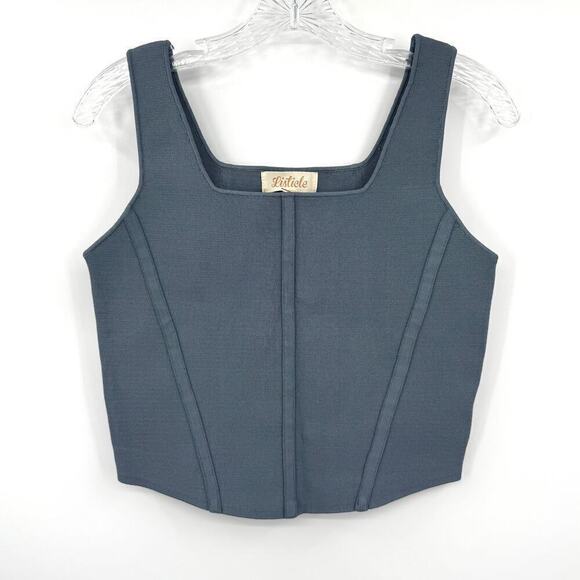 Listicle NWT Bandage Suck It All In Tank Top SageBlue Elastic Womens Size Large - Picture 3 of 8